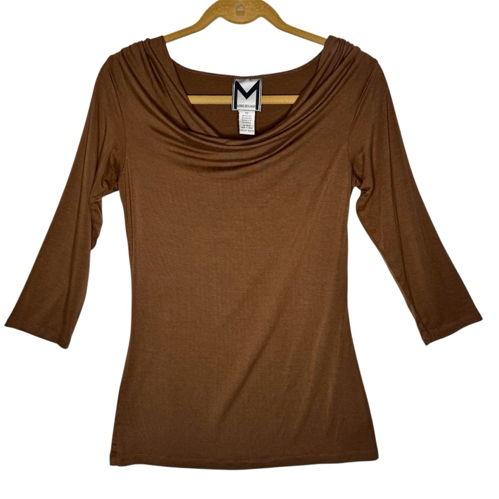 Marc Bouwer Brown Cowl Neck Top w/ 3/4 Sleeves | Size XS